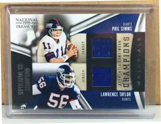2009 National Treasures Game Worn Jersey 9 Phil Simms Lawrence Taylor 90/99
