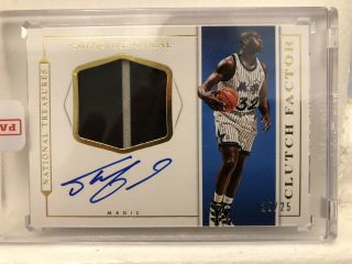 2015 National Treasures Shaquille O’neal Game Worn Patch On Card Auto 25/25