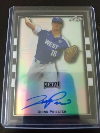 Quinn Priester 2018 Leaf Perfect Game All American Black On Card Auto 2/15