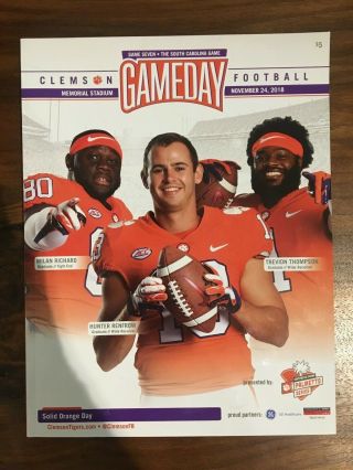 Clemson Tigers V South Carolina Gamecocks Gameday Program - November 24 2018