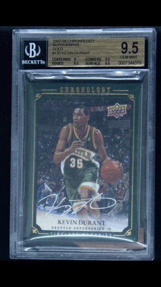 2007 - 08 Ud Chronology Gold 135 Kevin Durant Rc Rookie Auto /10 Bgs 9.  5 Pop 1