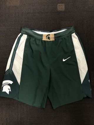 Nike Michigan State Basketball Authentic Game Worn Shorts M 40 Exclusive 2017 - 18