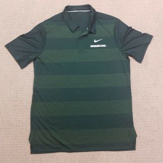 Nike Michigan State Spartans Polo Shirt Adult Large Green Striped Golf Mens