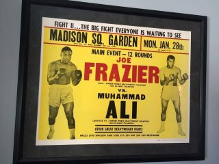 1974 Muhammad Ali Vs Joe Frazier Ii Boxing Fight Poster Framed.  Ex.
