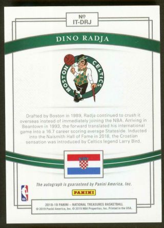 Dino Radja 2018 - 19 National Treasures International Auto Emerald Green 2/5 2