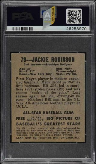 1948 Leaf Jackie Robinson ROOKIE RC 79 PSA 7 NRMT (PWCC - A) 2