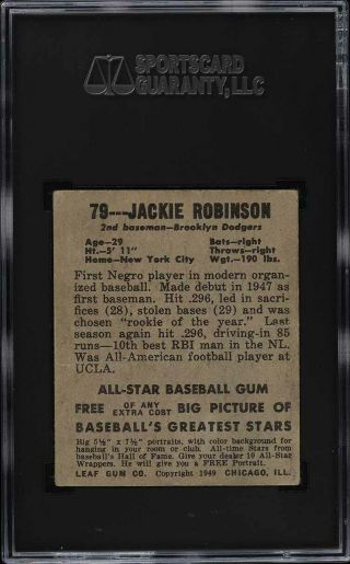 1948 Leaf Jackie Robinson ROOKIE RC 79 SGC 2 GD (PWCC) 2