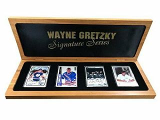 Wayne Gretzky Autographed Signature Series Porcelain 4 Card Set By Upper Deck