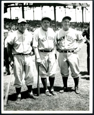 1934 Babe Ruth Lou Gehrig Jimmie Foxx Yankees Red Sox Athletics Photo