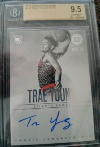 2018 - 19 Panini Encased Trae Young Rc Auto /75 Bgs 9.  5/10 Auto Gem Rookie