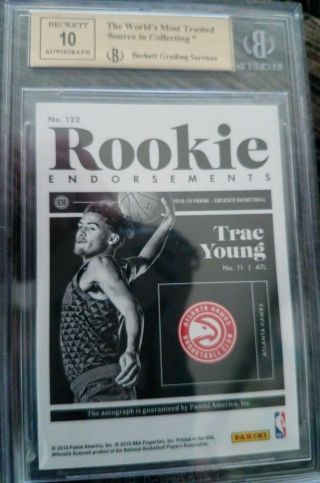 2018 - 19 Panini Encased TRAE YOUNG RC Auto /75 BGS 9.  5/10 auto Gem Rookie 2
