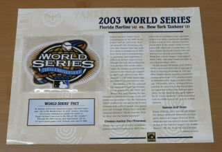 2003 World Series Patch Florida Marlins Vs.  York Yankees