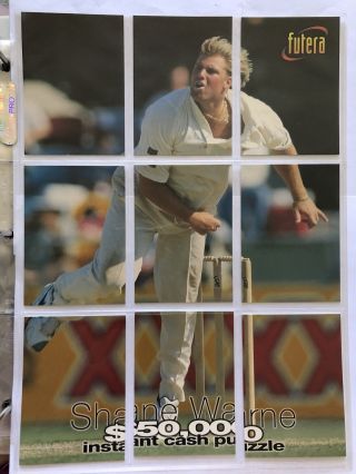 1996 Futera Cricket Shane Warne $50,  000 Cash Price Puzzle Cards