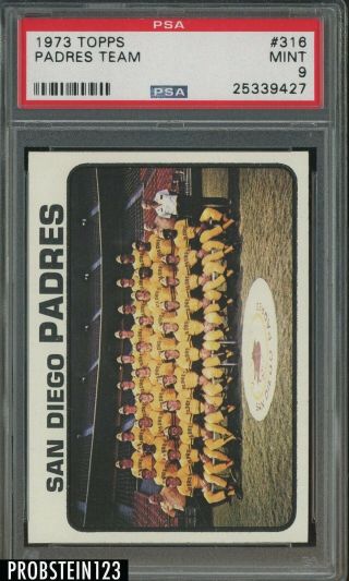 1973 Topps Setbreak 316 Padres Team Psa 9