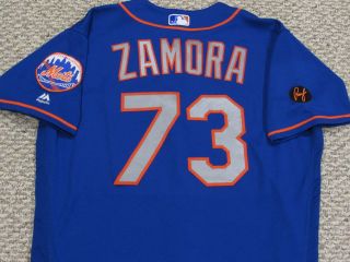 Dan Zamora Size 46 73 2018 York Mets Blue Road Game Jersey Mlb Rusty