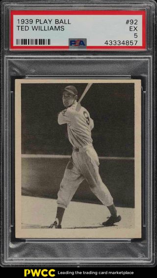 1939 Play Ball Ted Williams Rookie Rc 92 Psa 5 Ex (pwcc)