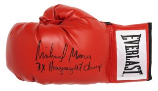 Michael Moorer Signed Everlast Red Boxing Glove W/3x Heavyweight Champ - Schwartz