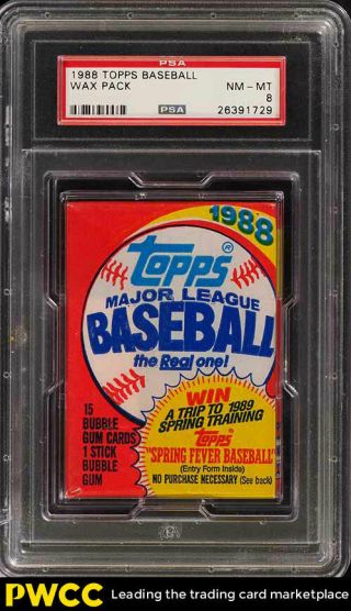 1988 Topps Baseball Wax Pack Psa 8 Nm - Mt (pwcc)