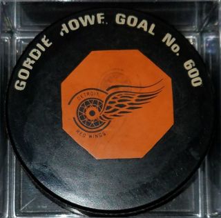 1958 - 68 Six Official Game Puck Gordie Howe Goal 600 Art Ross Converse