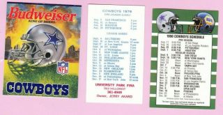 DALLAS COWBOYS POCKET SCHEDULE SET OF 6 DIFFERENT COORS BUDWEISER NAPA 3