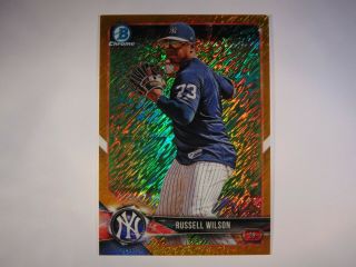 2018 Bowman Chrome Gold Shimmer Refractor Russell Wilson 02/50 - Ny Yankees