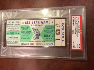Psa 2 1963 All Star Ticket Willie Mays Mvp Carl Yastrzemski 1st Gm @ Indians