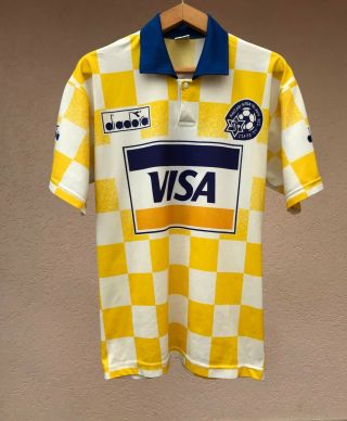 Match Worn Maccabi Tel - Aviv 1994/1995 Home Football Soccer Shirt Jersey Diadora