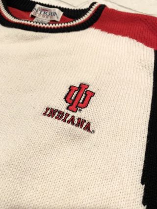 Vintage Indiana University IU Hoosiers Color Block Sweater NCAA Sz Large VTG 2