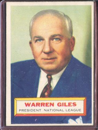 1956 Topps 2 Warren Giles Pres Dp White Back Ex D149133