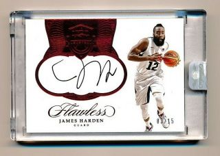 2016 - 17 Panini Flawless Auto On Card James Harden Ruby Red 3/15 Usa Team