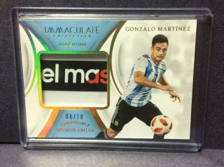 2018 - 19 Immaculate Soccer Match Worn Material Gonzalo Martinez 8/10 Argentina