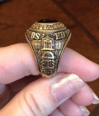 University of Georgia UGA Bulldog 10 K gold Jostens class ring 1959 Size 13 ruby 3