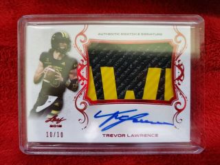 Trevor Lawrence 10/10 Auto Name Patch 2018 Leaf Army All American Clemson Tigers