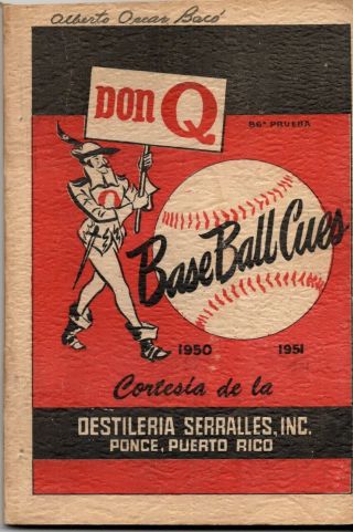 1950 Orig Pto Rico Baseball Official Record Book Don Q Cues B Thurma& W Brown