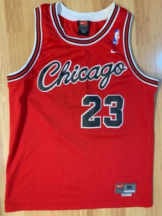 Vtg Nike Michael Jordan Chicago Bulls Jersey Boys Youth Medium Sewn Nba 90’s