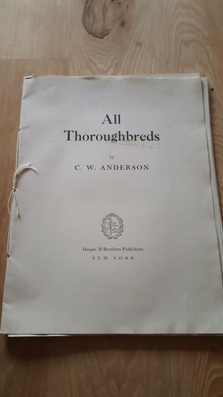 C W Anderson 1948 All Thoroughbreds Harper Litho Prints Complete Portfolio