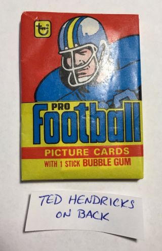 1978 Topps Football Wax Pack Ted Hendricks Showing On Back