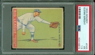 1933 Goudey Baseball 143 Glenn Wright Psa 1.  5,