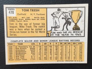 1963 Topps 470 Tom Tresh (SP) EXMT, 2