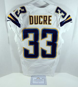 2014 San Diego Chargers Greg Ducre 33 Game Issued White Jersey Sdc00098