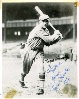 Rogers Hornsby Bas Beckett Autographed 8x10 Photo Hand Signed Authentic