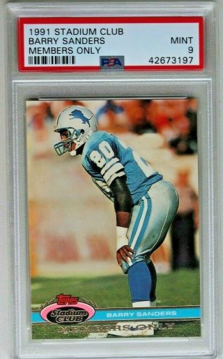 1991 Barry Sanders Topps Stadium Club Members Only Detroit Lions Psa 9