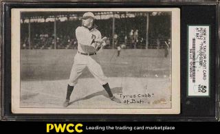 1909 Pc773 - 2 H.  M.  Taylor Postcard Ty Cobb At Bat Sgc 4 Vgex (pwcc)