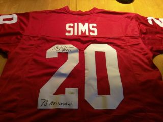 Billy Sims Signed Oklahoma Sooners Jersey Inscribed " 78 Heisman " W/coa