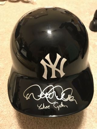 Derek Jeter “yankee Captain” Insc Autographed York Helmet Mlb & Steiner