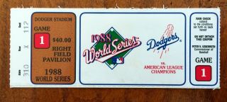 1988 World Series Game 1 Ticket.  Nr Mnt A 