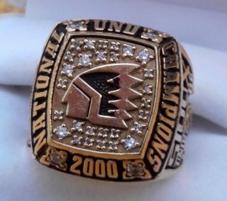 North Dakota Fighting Sioux 2000 Ncaa National Championship Gold Ring Und Hockey