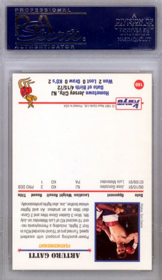 Arturo Gatti Autographed Signed 1991 Kayo Rookie Card 169 PSA/DNA 65088105 2