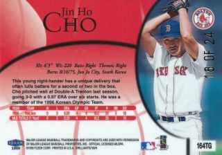1999 Fleer Brilliants Jin Ho Cho RC Rookie 24kt GOLD Boston Red Sox 18/24 174tg 2