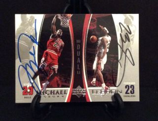 Michael Jordan & Lebron James Dual Autographed Card W/c.  O.  A